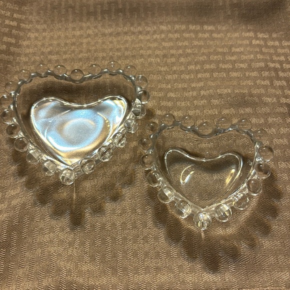 Imperial Glass Other - Imperial Glass Candlewick Stacking Heart Dishes Trinket Jewelry Holders Set of 2